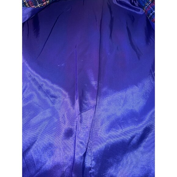 Vintage JR Bentley Blue Purple Plaide Blazer Wool Blend Size Medium one button - Picture 8 of 9